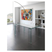 Estila Dizajnový sklenený jedálenský stôl Cristallere v obdĺžnikovom tvare so sklenenými nožička