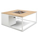 Stôl s plynovým ohniskom COSI-typ Cosiloft 100 biely rám / doska teak