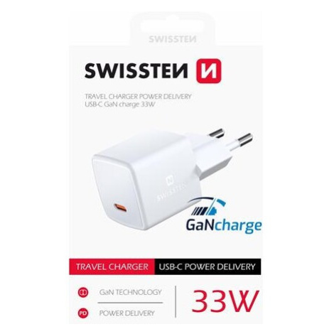 SWISSTEN MINI SIEŤOVÝ ADAPTÉR GaN USB-C 33W POWER DELIVERY