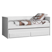 Biela detská posteľ z borovicového dreva s výsuvným lôžkom s úložným priestorom 90x200 cm Robin 
