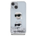 Karl Lagerfeld Liquid Glitter Karl and Choupette Head Kryt pre iPhone 15, Strieborný
