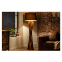 Estila Vidiecka stojaca lampa Missle z teakového dreva v prírodnej hnedej farbe s čiernym textil