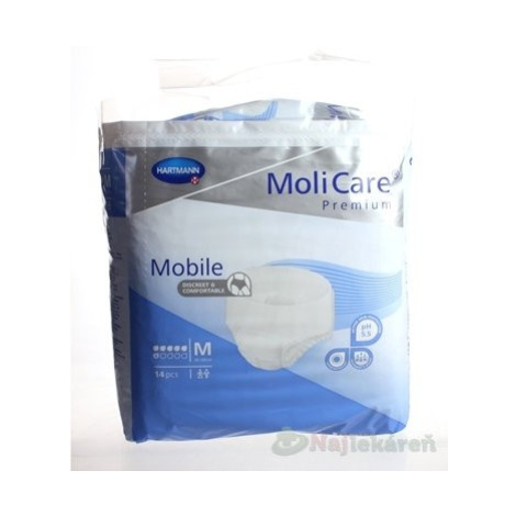 MoliCare Premium Mobile 6 kvapiek M modré, plienkové nohavičky naťahovacie, 14ks