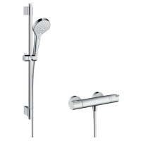 Hansgrohe Croma Select S, sprchová súprava Vario s termostatom Ecostat 1001 CL a sprchovou tyčou