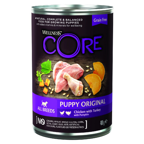 Konzerva Wellness CORE Dog kurča, moriak a tekvica 400g