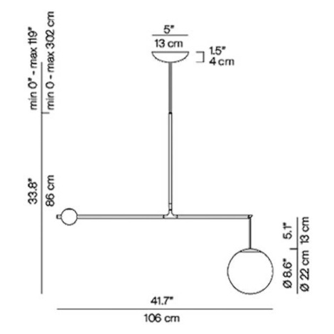 Závesná lampa Luceplan Malamata čierna matná, 106 cm