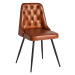 Estila Vintage dizajnová jedálenská stolička Kingsley s hnedým koženým čalúnením a čiernymi noha