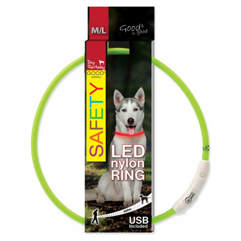 Obojok Dog Fantasy LED nylon zelený 65cm