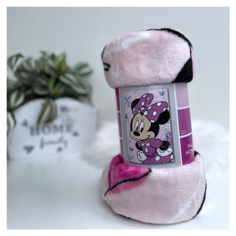 Ružová detská deka z mikroplyšu 100x150 cm Minnie Flowers – Jerry Fabrics