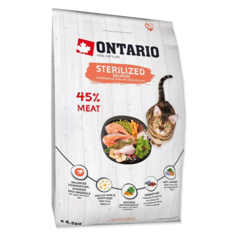 Krmivo Ontario Cat Sterilised Salmon 6,5kg