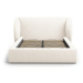 Béžová čalúnená dvojlôžková posteľ s úložným priestorom s roštom 160x200 cm Miley – Micadoni Hom