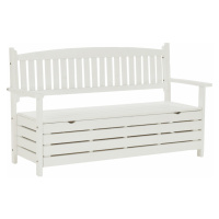 KONDELA Amula záhradná lavička s úložným priestorom biela