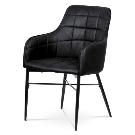 AUTRONIC AC-9990 BK3 Jedálenská stolička, poťah čierna látka v dekor vintage kože, kovová podnož