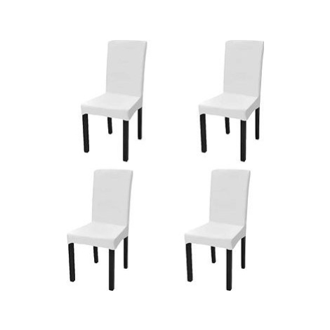 Hladké strečové poťahy na stoličky 4 ks biele SHUMEE