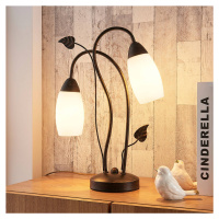 Stolná lampa Lindby Stefania, čierna/zlatá, sklo, E14, 40 cm