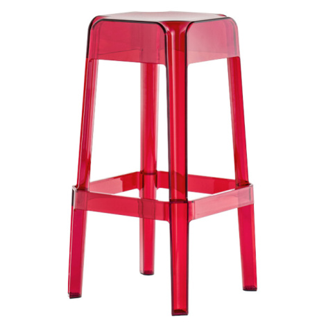 PEDRALI - Vysoká barová stolička RUBIK 580 DS - transparentná červená