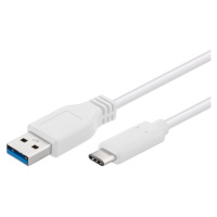 PremiumCord kábel USB-C 3.1male - USB 3.0 A male 3 m biely