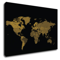 Impresi Obraz Mapa sveta čierno zlatá - 90 x 60 cm