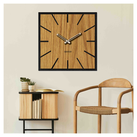 Veľké nástenné hodiny DUB - 30 - 50 cm | AKIL: Svetlé HDF - Dub  HDF - čierna 30 cm 4197-70889 H
