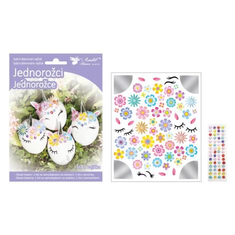 Anděl Sada k dekorovániu 7738 4 ks vajíčok - jednorožce