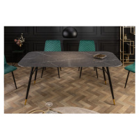 Estila Retro nadčasový jedálenský stôl Forisma s čiernou povrchovou doskou s mramorovým vzhľadom