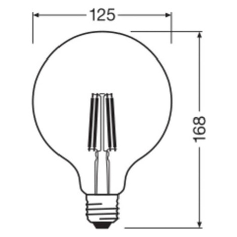 OSRAM LED žiarovka Globe G125 E27 7,2W Filament 2 700K