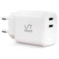 iWant DOUBLE USB-C CHARGER 45W - white 9915101100144