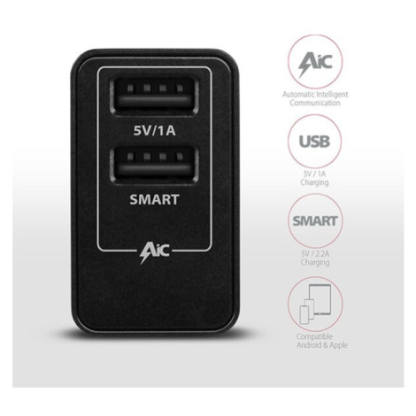 AXAGON ACUDS16 SMART nabíjačka do siete 2x USB výstup 5V/2.2A + 5V/1A 16W