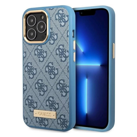 Kryt Guess GUHMP14XU4GPRB iPhone 14 Pro Max 6,7" blue hard case 4G Logo Plate MagSafe (GUHMP14XU