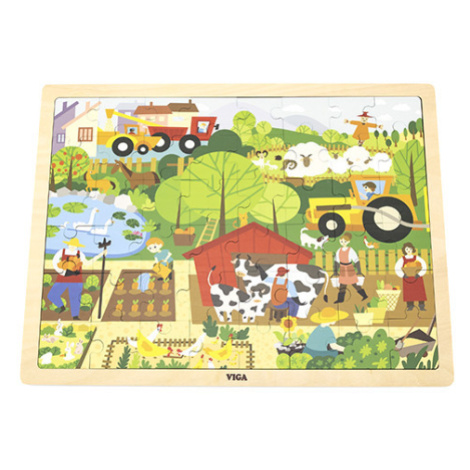 Puzzle na podstavci Viga 44588 48 dielikov - spoznávanie farmy