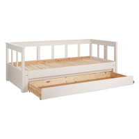 Biela detská posteľ z borovicového dreva s výsuvným lôžkom s úložným priestorom 90x200 cm PINO –