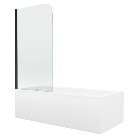 MEXEN/S - Cubik obdĺžniková vaňa 150 x 70 cm s panelom + vaňová zástena 70 cm, transparent, čier