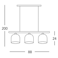 KOLARZ Chalet závesná lampa, biela/jelenovo zlatá farba Dĺžka 88 cm