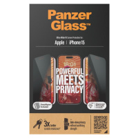 PanzerGlass - Tvrdené sklo UWF Privacy s aplikátorom pre Apple iPhone 15, čierna