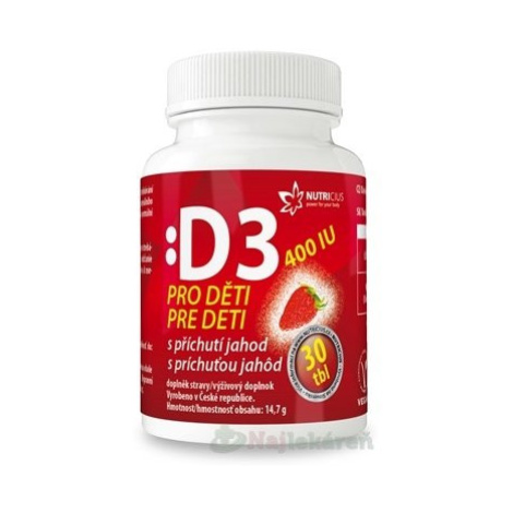 NUTRICIUS Vitamín D3 pre deti 400 IU, 30 ks