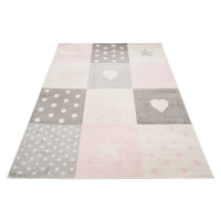 TA Bielo-ružový vzorovaný detský koberec Ruth Rozmer: 140x190 cm