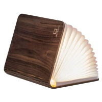 Tmavohnedá LED stolová lampa v tvare knihy z orechového dreva Gingko Booklight