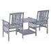 Zaradné stoličky so stolíkom akácia / látka Dekorhome Čierna,Zaradné stoličky so stolíkom akácia