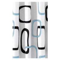 Sprchový záves 180x200cm, polyester, biela / čierna / modrá ZP004