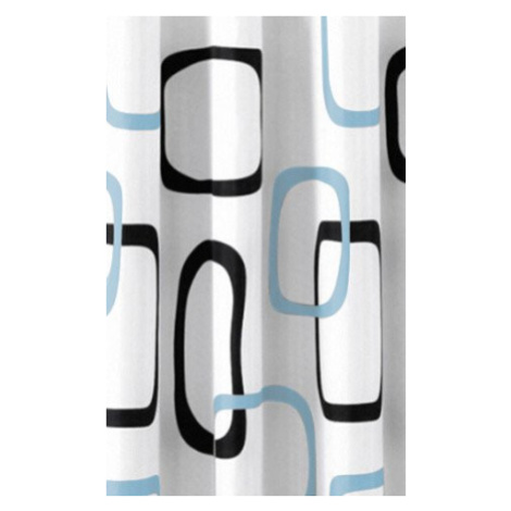 Sprchový záves 180x200cm, polyester, biela / čierna / modrá ZP004 AQUALINE