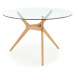 HALMAR Ashmore okrúhly sklenený jedálenský stôl priehľadná / prírodná