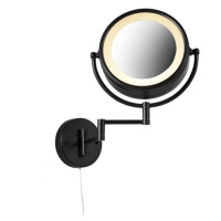 Dizajnové nástenné zrkadlo čierne vrátane LED nastaviteľného IP44 so sťahovacou šnúrou - Vicino