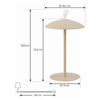 Lindby LED dobíjacia stolová lampa Kanani, krémová, stmievateľná