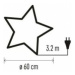 LED hviezda papierová závesná so zlatými trblietkami na okrajoch, biela, 60 cm, vnútorná (