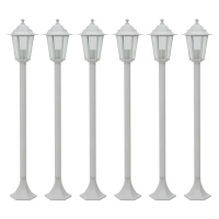 vidaXL Záhradné stĺpové lampy 6 ks E27 110 cm hliníkové biele