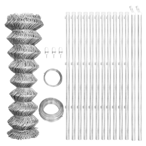 vidaXL Drôtené pletivo+stĺpiky, pozinkovaná oceľ 25x1,25 m, strieborné