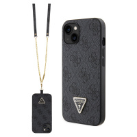 Guess 4G Strass Triangle Metal Logo Kryt pre iPhone 15, Čierny