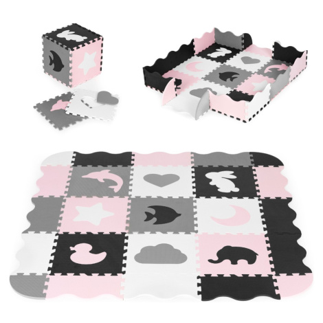 Pěnové puzzle s 25 dílky ANIM růžovo-šedé ECOTOYS