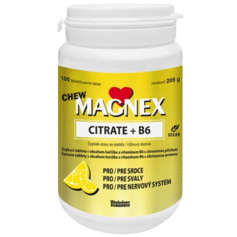 VITABALANS Magnex citrate + B6 chew 100 žuvacích tabliet