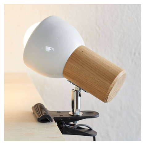Malá upínacia lampa Clampspots s dubovým drevom Spot-Light